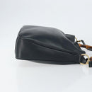 GUCCI Bamboo Hand Bag Leather 2way Navy Gold 001 1705 1638 Auth ep11570-3