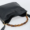 GUCCI Bamboo Hand Bag Leather 2way Navy Gold 001 1705 1638 Auth ep11570-6