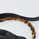 GUCCI Bamboo Hand Bag Leather 2way Navy Gold 001 1705 1638 Auth ep11570-14