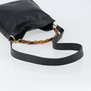 GUCCI Bamboo Hand Bag Leather 2way Navy Gold 001 1705 1638 Auth ep11570-8