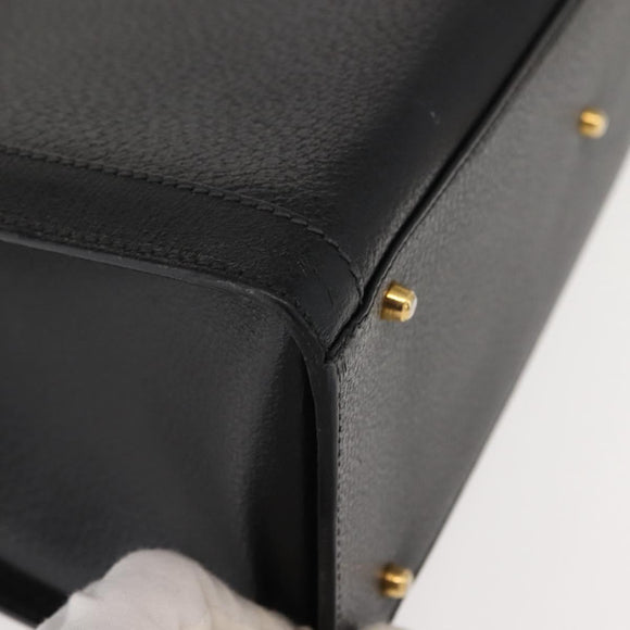 GUCCI Bamboo Hand Bag Leather Black Gold 002 1186 0260 Auth ep11571