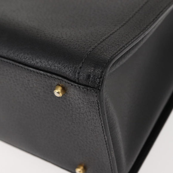 GUCCI Bamboo Hand Bag Leather Black Gold 002 1186 0260 Auth ep11571