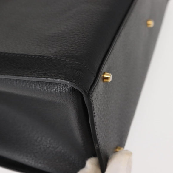 GUCCI Bamboo Hand Bag Leather Black Gold 002 1186 0260 Auth ep11571