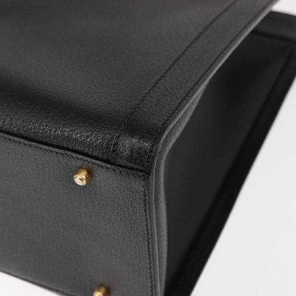 GUCCI Bamboo Hand Bag Leather Black Gold 002 1186 0260 Auth ep11571