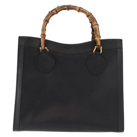GUCCI Bamboo Hand Bag Leather Black Gold 002 1186 0260 Auth ep11571 - 0