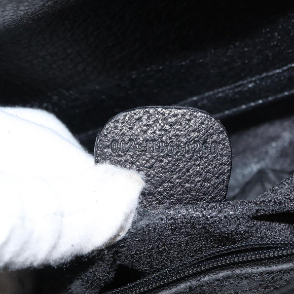 GUCCI Bamboo Hand Bag Leather Black Gold 002 1186 0260 Auth ep11571