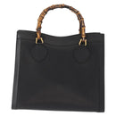 GUCCI Bamboo Hand Bag Leather Black Gold 002 1186 0260 Auth ep11571-3