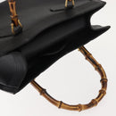 GUCCI Bamboo Hand Bag Leather Black Gold 002 1186 0260 Auth ep11571-6