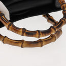 GUCCI Bamboo Hand Bag Leather Black Gold 002 1186 0260 Auth ep11571-7
