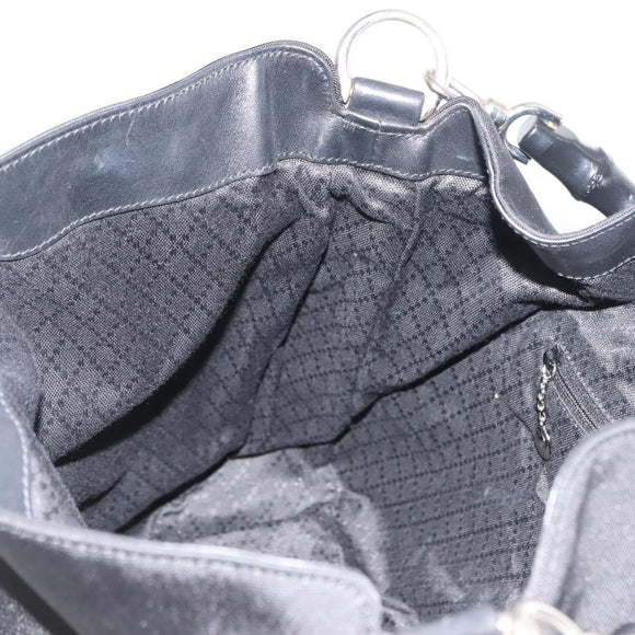 GUCCI Bamboo Hand Bag Nylon Black Silver 001 1577 3754 Auth ep11573