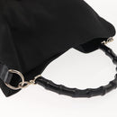 GUCCI Bamboo Hand Bag Nylon Black Silver 001 1577 3754 Auth ep11573-6