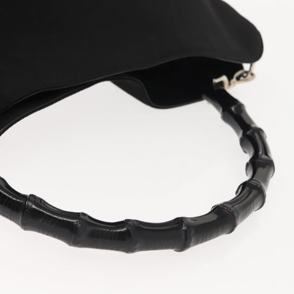 GUCCI Bamboo Hand Bag Nylon Black Silver 001 1577 3754 Auth ep11573