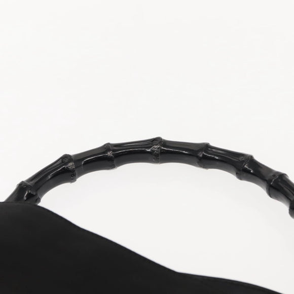 GUCCI Bamboo Hand Bag Nylon Black Silver 001 1577 3754 Auth ep11573