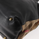 BURBERRY Hand Bag Leather Black Gold Auth ep11574-14
