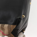 BURBERRY Hand Bag Leather Black Gold Auth ep11574-15