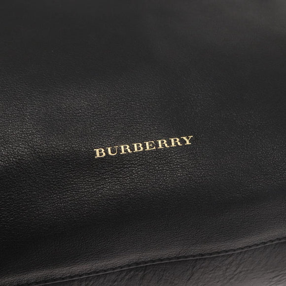 BURBERRY Hand Bag Leather Black Gold Auth ep11574
