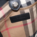 BURBERRY Hand Bag Leather Black Gold Auth ep11574-18