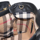 BURBERRY Hand Bag Leather Black Gold Auth ep11574-21