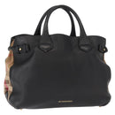 BURBERRY Hand Bag Leather Black Gold Auth ep11574-1