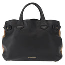 BURBERRY Hand Bag Leather Black Gold Auth ep11574-13