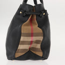 BURBERRY Hand Bag Leather Black Gold Auth ep11574-4