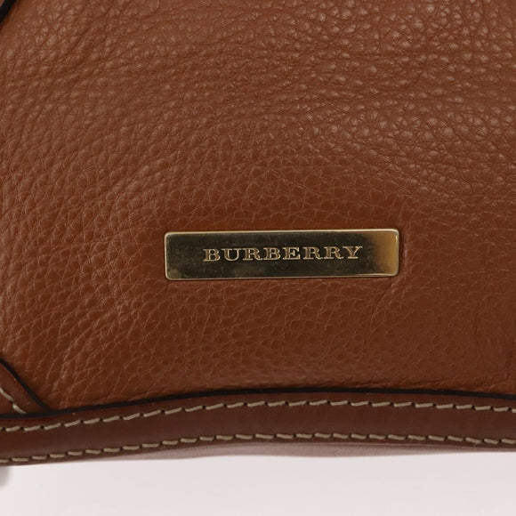 BURBERRY Hand Bag Leather Brown Gold Auth ep11577