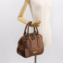 BURBERRY Hand Bag Leather Brown Gold Auth ep11577-23
