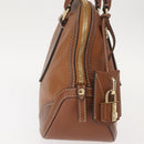 BURBERRY Hand Bag Leather Brown Gold Auth ep11577-4
