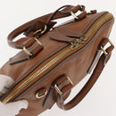 BURBERRY Hand Bag Leather Brown Gold Auth ep11577-6