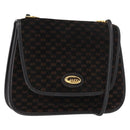 GUCCI Micro GG Canvas Shoulder Bag Suede Black Gold Auth ep11584-1