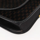 GUCCI Micro GG Canvas Shoulder Bag Suede Black Gold Auth ep11584-10