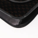 GUCCI Micro GG Canvas Shoulder Bag Suede Black Gold Auth ep11584-11