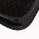 GUCCI Micro GG Canvas Shoulder Bag Suede Black Gold Auth ep11584-12