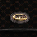 GUCCI Micro GG Canvas Shoulder Bag Suede Black Gold Auth ep11584-14