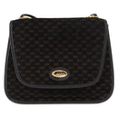 GUCCI Micro GG Canvas Shoulder Bag Suede Black Gold Auth ep11584-2