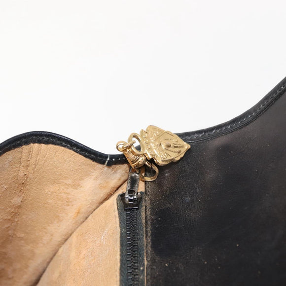 GUCCI Micro GG Canvas Shoulder Bag Suede Black Gold Auth ep11584