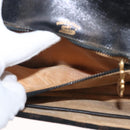 GUCCI Micro GG Canvas Shoulder Bag Suede Black Gold Auth ep11584-21