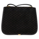 GUCCI Micro GG Canvas Shoulder Bag Suede Black Gold Auth ep11584-3