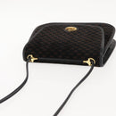 GUCCI Micro GG Canvas Shoulder Bag Suede Black Gold Auth ep11584-6