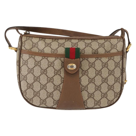 GUCCI GG Supreme Web Sherry Line Shoulder Bag PVC Beige 89 02 032 Auth ep11585