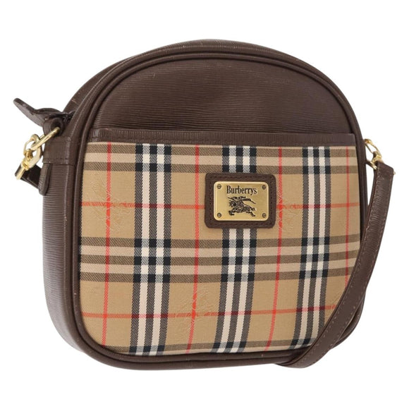 Burberrys Nova Check Shoulder Bag Canvas Beige gold Auth ep11586