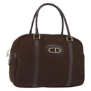 Christian Dior Trotter Canvas Hand Bag Brown Gold Auth ep11591-1