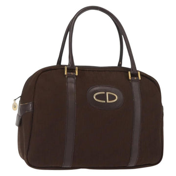Christian Dior Trotter Canvas Hand Bag Brown Gold Auth ep11591