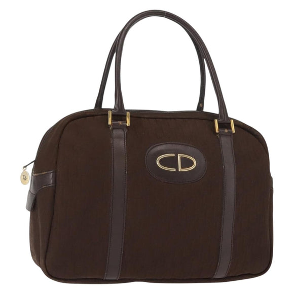 Christian Dior Trotter Canvas Hand Bag Brown Gold Auth ep11591