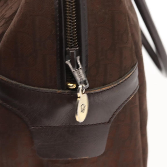 Christian Dior Trotter Canvas Hand Bag Brown Gold Auth ep11591