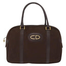 Christian Dior Trotter Canvas Hand Bag Brown Gold Auth ep11591-13