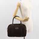 Christian Dior Trotter Canvas Hand Bag Brown Gold Auth ep11591-21