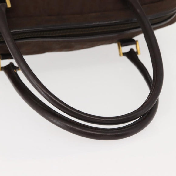 Christian Dior Trotter Canvas Hand Bag Brown Gold Auth ep11591