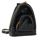 GUCCI Bamboo Body Bag Enamel Black Gold 007 2113 0127 Auth ep11592-1