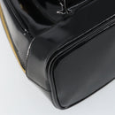 GUCCI Bamboo Body Bag Enamel Black Gold 007 2113 0127 Auth ep11592-14